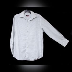 Van Heusen Flex Collar, long sleeve white Dot Patterned Dress Shirt
